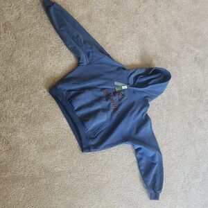 Scuffers Blue Hoodie with Leopard Print Logo